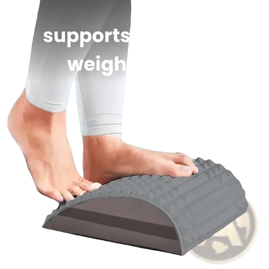Gray textured arch support wedge made of durable material for back stretcher and lumbar pain relief device