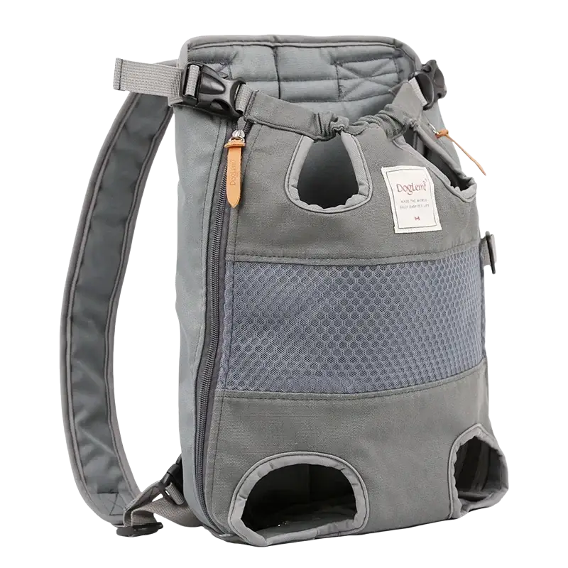 Gray dogluv backpack carrier for pet dog cat travel with mesh panels and adjustable straps for dog bag carrying