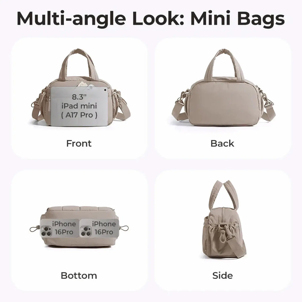 Beige bagsmart large nylon crossbody shoulder bag with adjustable shoulder strap and top handles mini tote design
