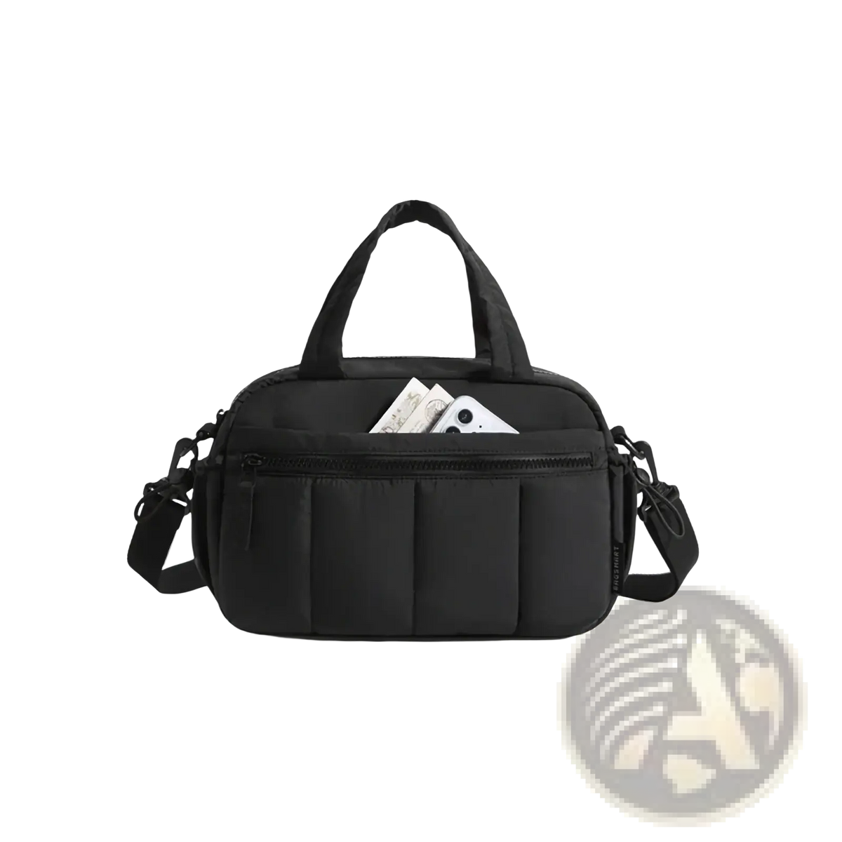 Black Bagsmart large nylon crossbody bag with top handle and multiple zippered compartments for daily use