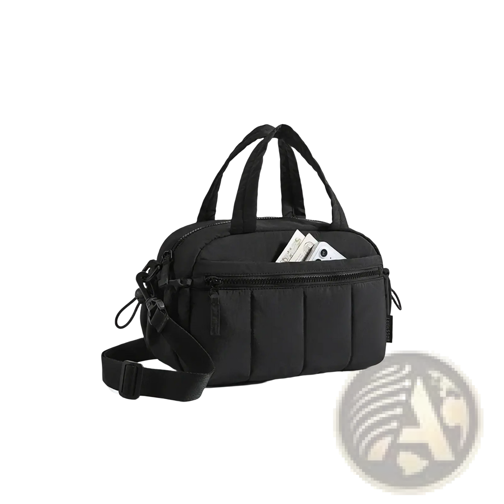 Bagsmart large black nylon crossbody shoulder bag with dual top handles and detachable adjustable strap