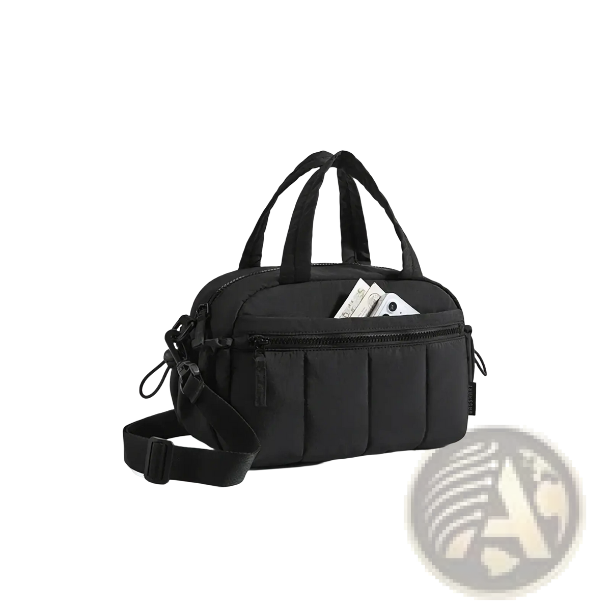 Bagsmart large black nylon crossbody shoulder bag with dual top handles and detachable adjustable strap