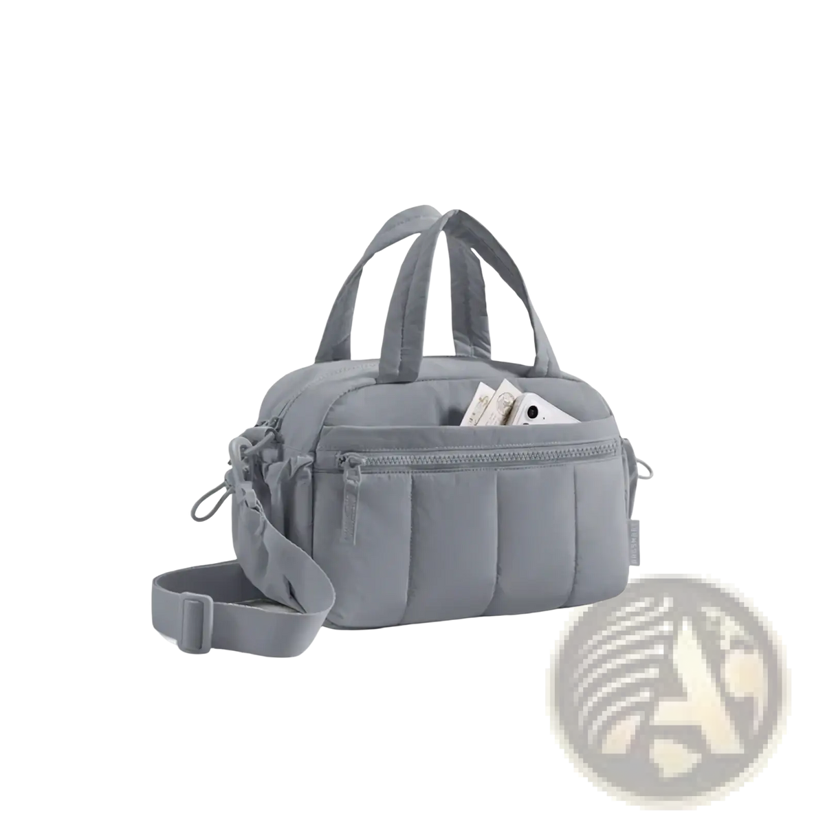 Gray Bagsmart large nylon crossbody shoulder bag with quilted design and multiple compartments