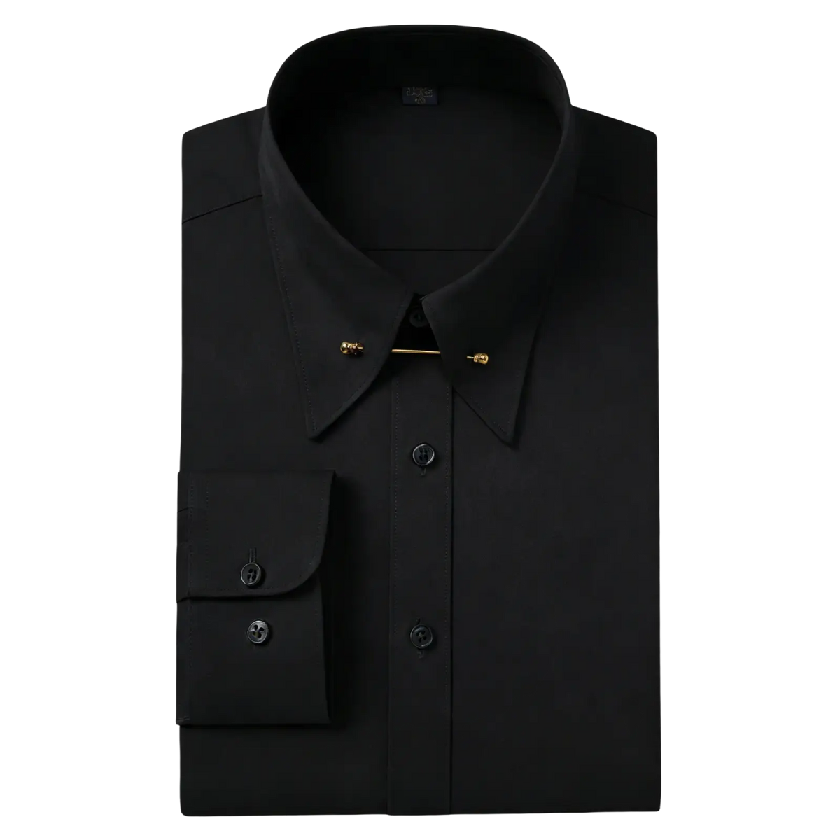Bamboo fiber classic french cuff dress shirt for men with crisp collar and gold-colored collar bar pin