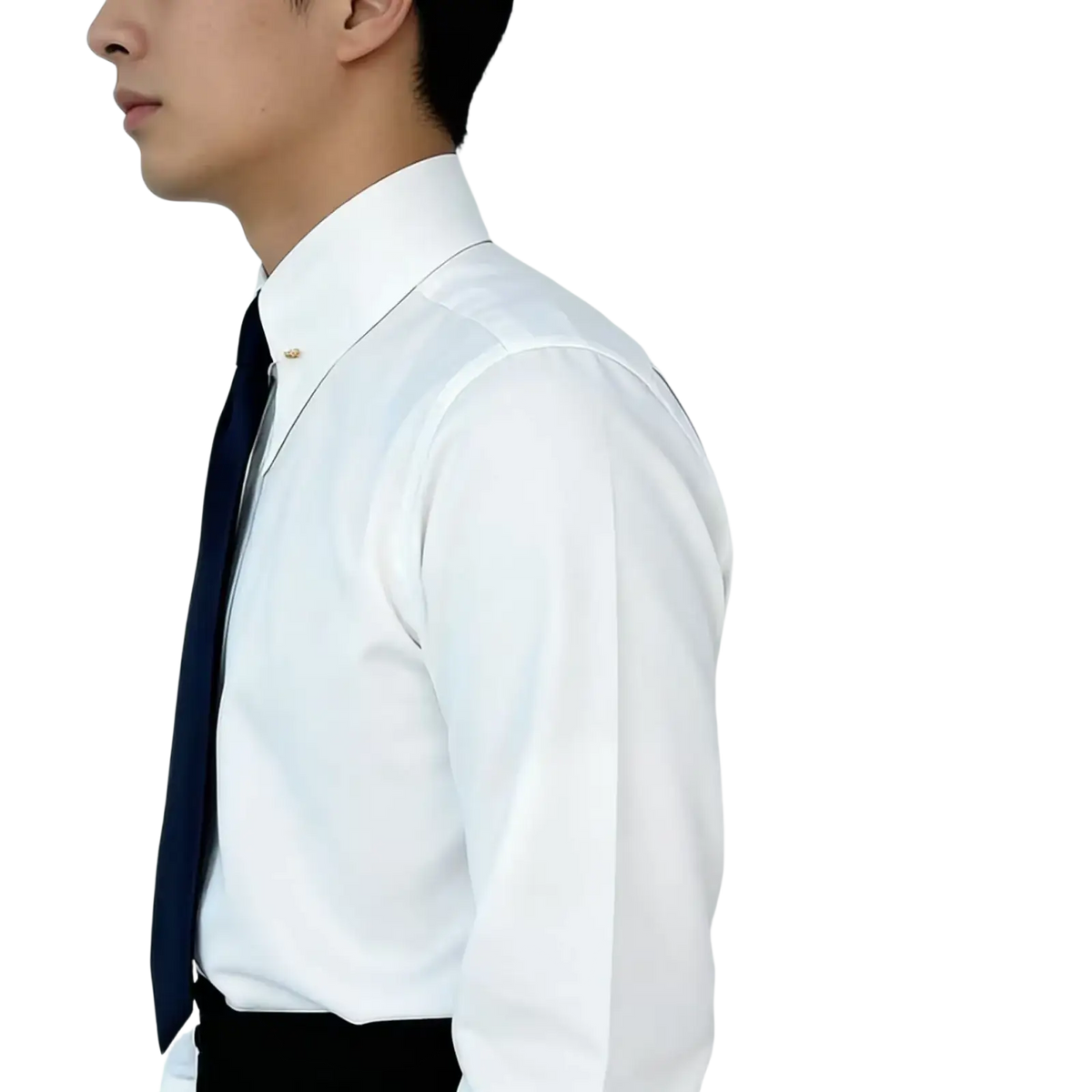 White bamboo fiber classic french cuff dress shirt for men with a crisp collar and subtle stitching details