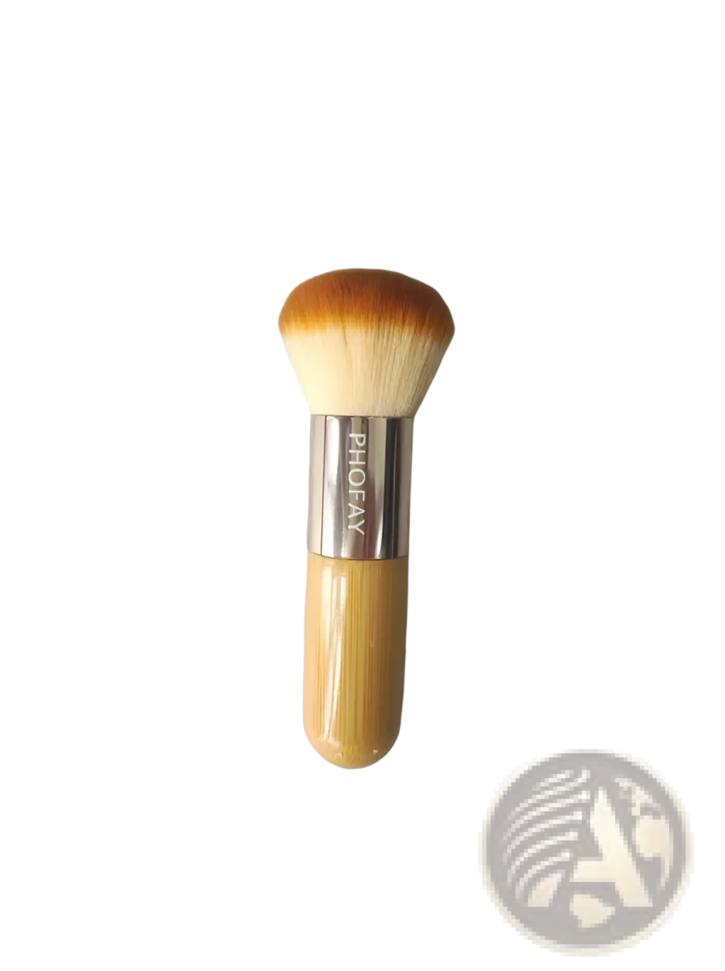 Phofav bamboo makeup brush with silver ferrule and soft beige to orange gradient bristles for precise application