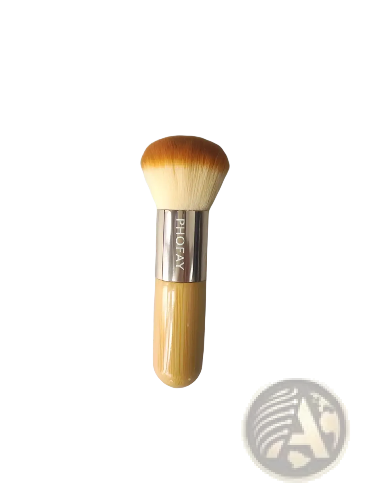 Phofav bamboo makeup brush with silver ferrule and soft beige to orange gradient bristles for precise application
