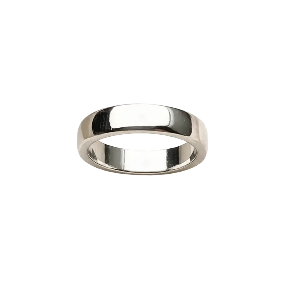 A sleek silver band ring classic 925 sterling silver with a smooth polished finish and rounded edges