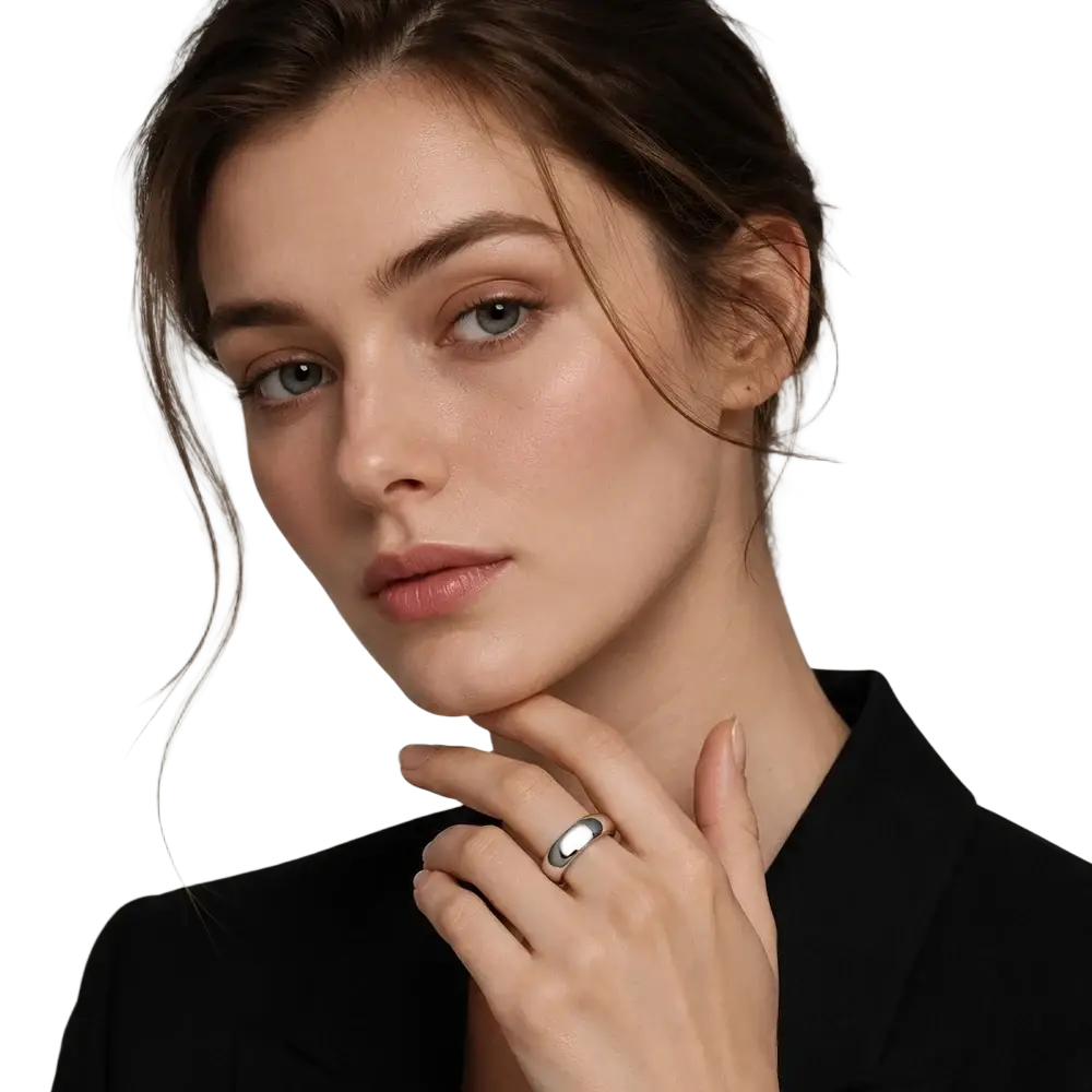A sleek minimalist band ring classic made of polished 925 sterling silver with a smooth finish