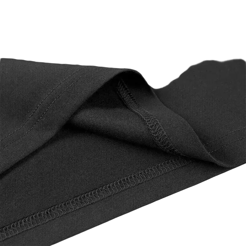Black cotton t-shirt with neat stitched hem and folded sleeves paired with Bandai Weregarurumon Digimon gym shorts