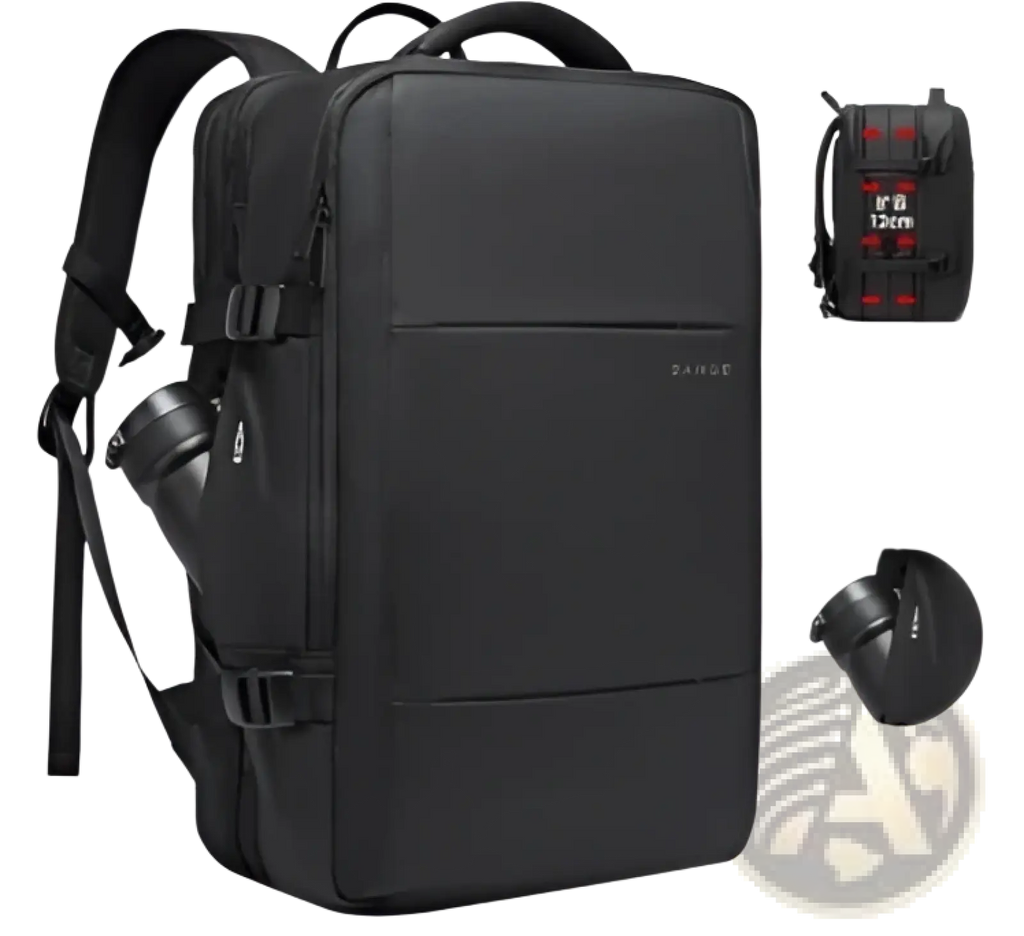 Black dakine bange 16 inch waterproof laptop travel backpack with side cup pockets and water bottle holder