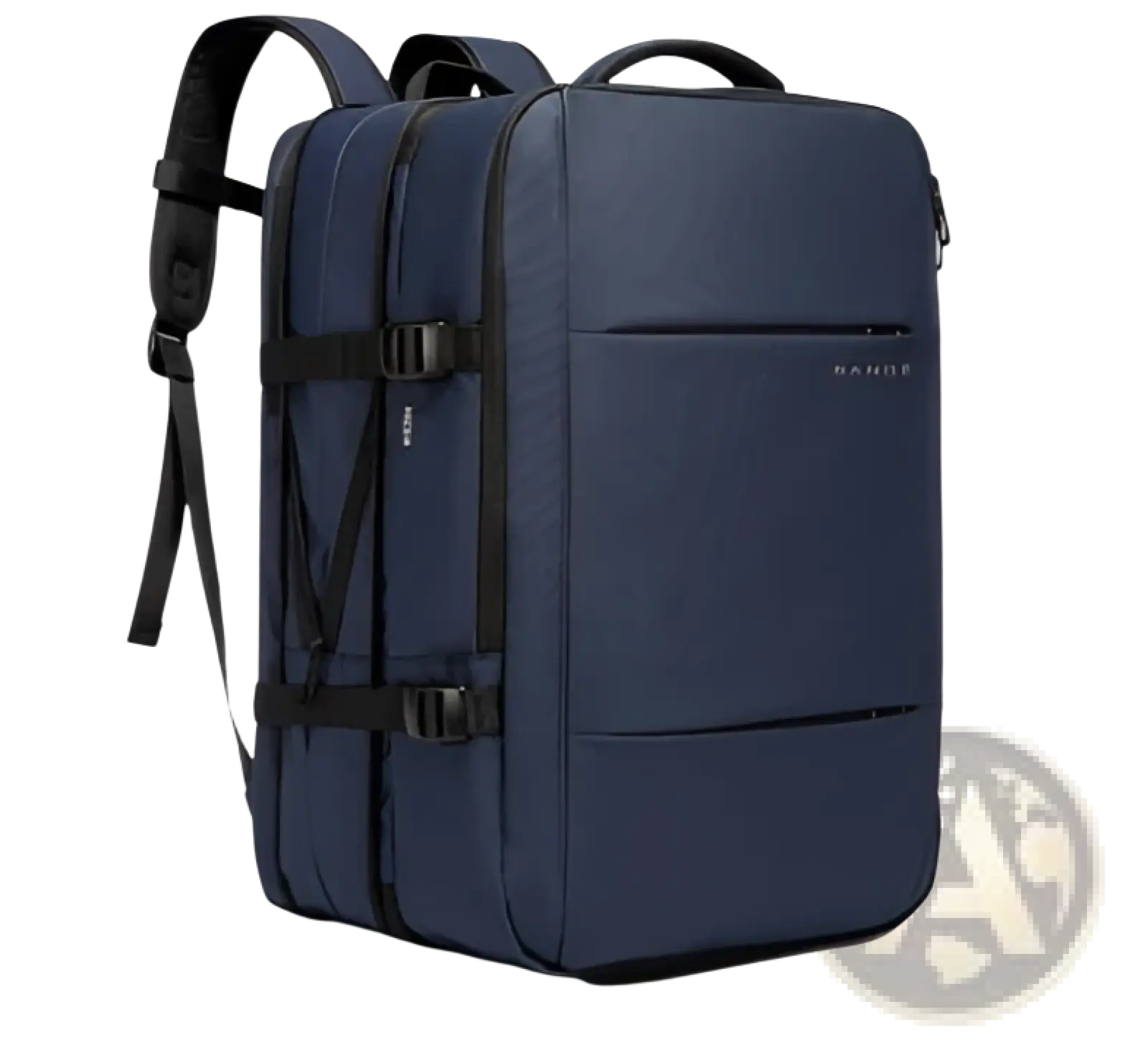 Navy blue Bange 16 inch waterproof laptop travel backpack with black straps and zippers in durable fabric