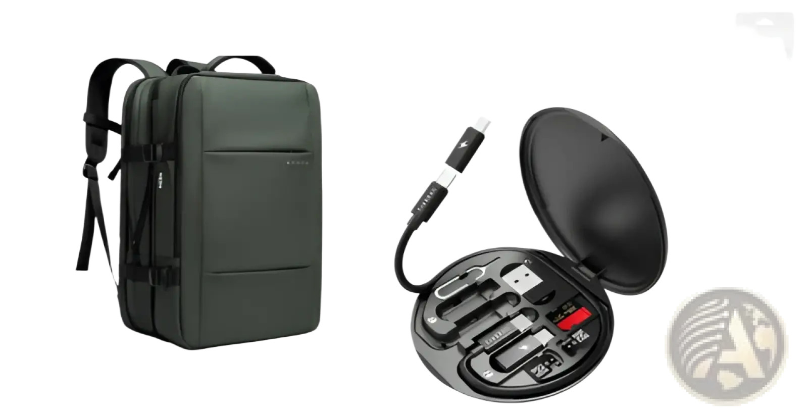 Dark green bange 16 inch waterproof fabric laptop travel backpack with black straps and zippers shown from the back