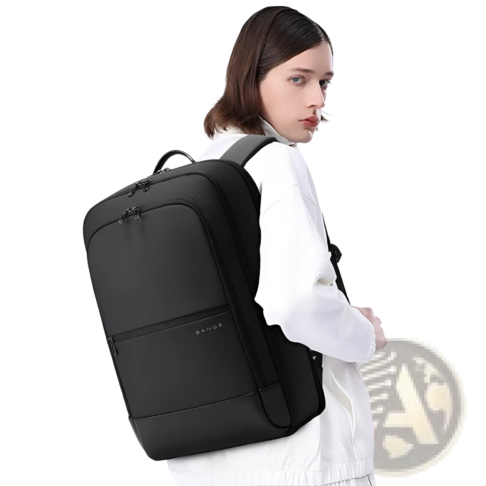 Black bange laptop backpack with minimalist design and durable oxford fabric for 20-35l capacity use