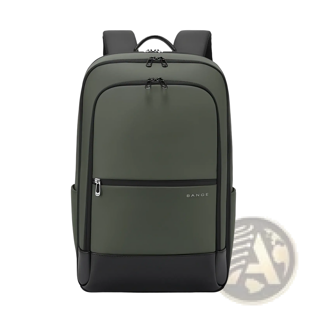 Olive green and black bange laptop backpack in minimalist oxford fabric with sleek modern design 20-35l capacity