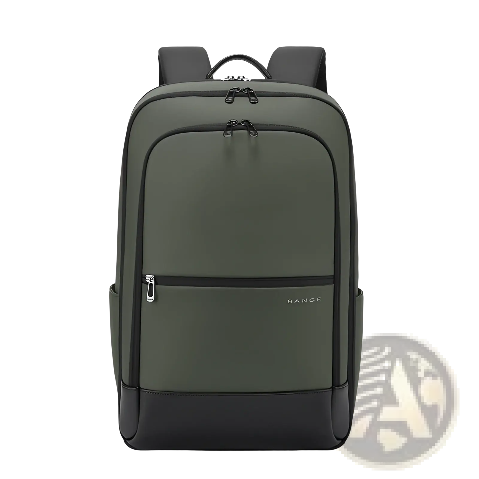 Olive green and black bange laptop backpack in minimalist oxford fabric with sleek modern design 20-35l capacity