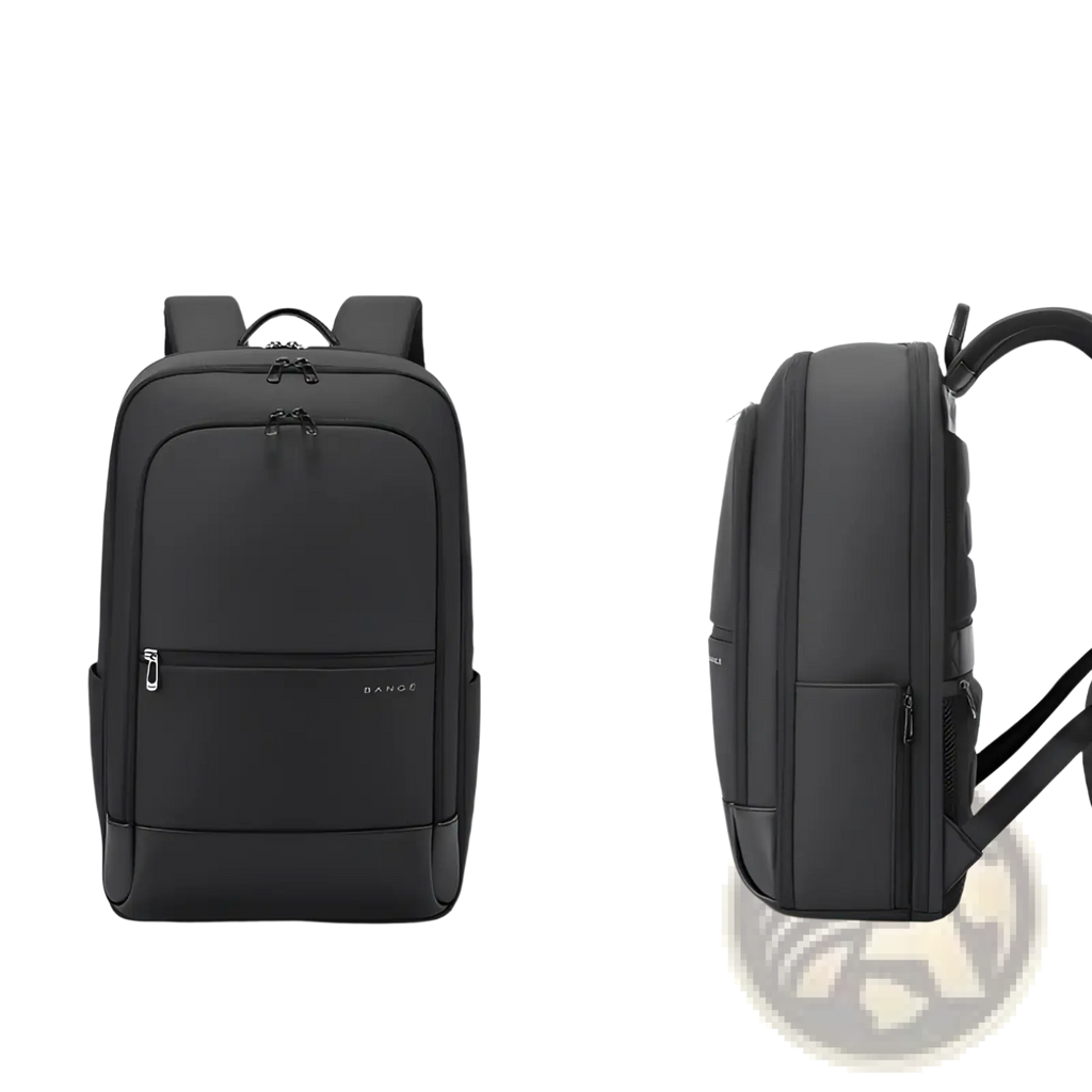 Black Bange laptop backpack with minimalist Oxford fabric design and multiple zippered compartments 20-35L capacity