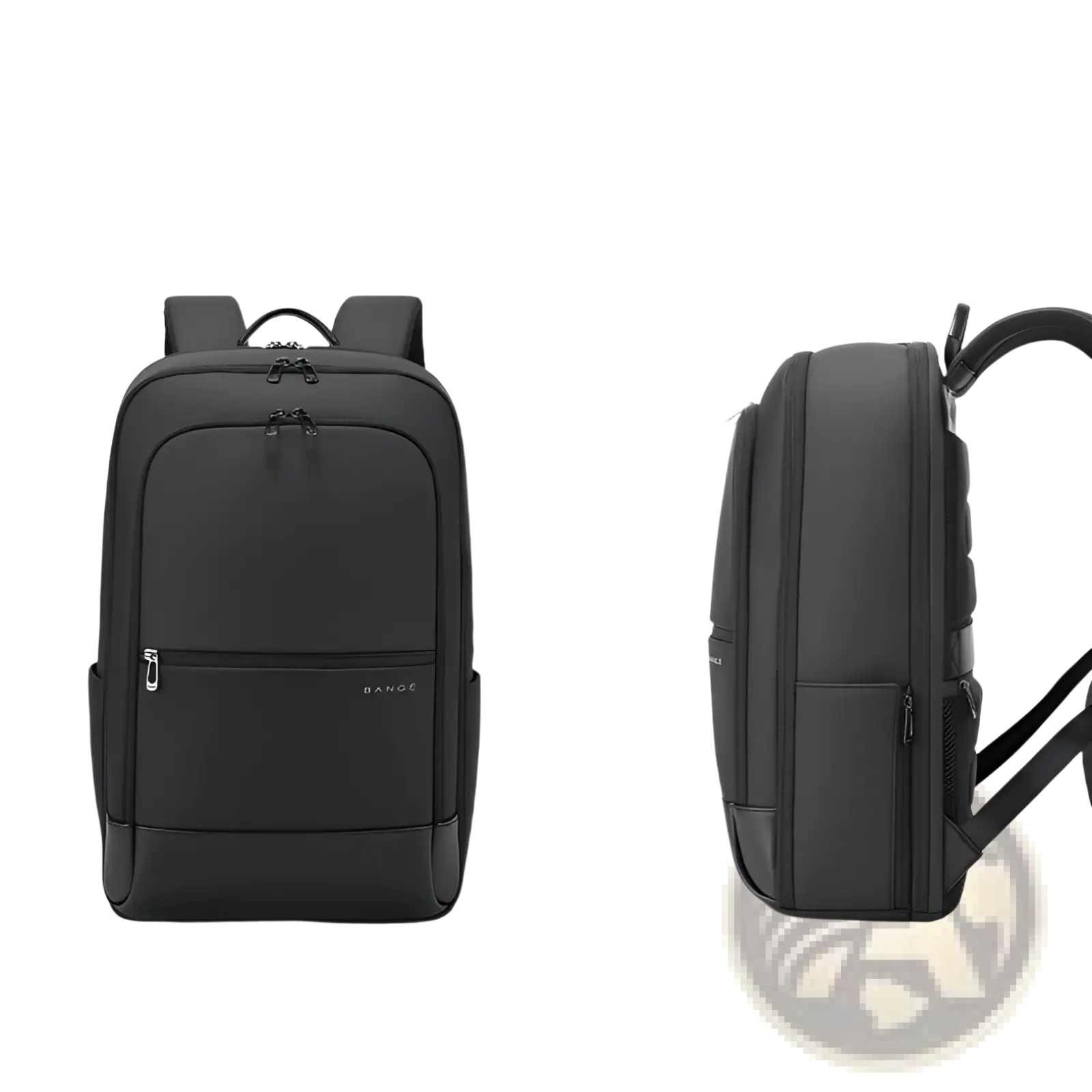 Black Bange laptop backpack with minimalist Oxford fabric design and multiple zippered compartments 20-35L capacity