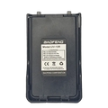 Black plastic baofeng uv-10r battery pack with molded edges and safety label for uv-10r walkie talkie use