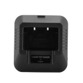 Black plastic baofeng uv-5r battery charger with rectangular slot and ventilation slits for uv5r li-ion batteries