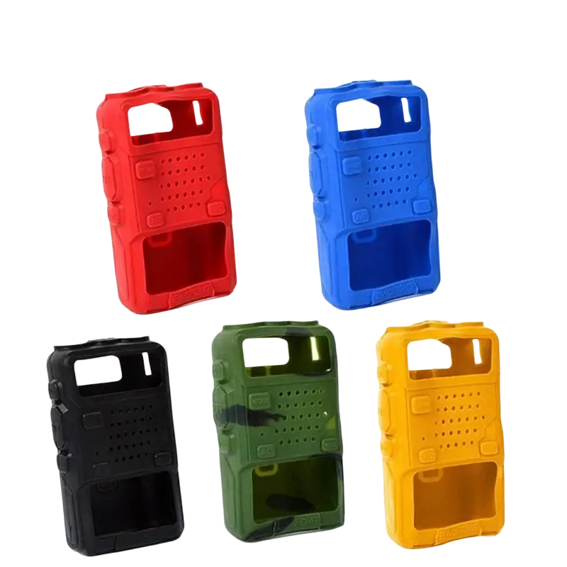 Baofeng uv-5r silicone rubber walkie talkie cases in red blue black green camouflage and yellow colors