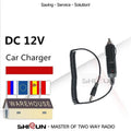 Black coiled car charger model with dc 12v plug and usb connector for baofeng walkie talkie use in vehicles