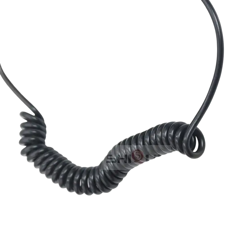 Black coiled cable with flexible spiral design for baofeng walkie talkie 12v car charger model accessory