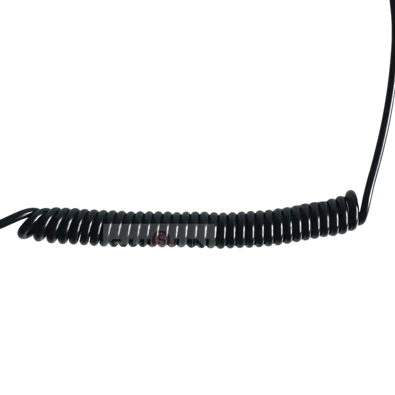 Black coiled Baofeng walkie talkie 12v car charger cable with smooth flexible spiral design for charger model use
