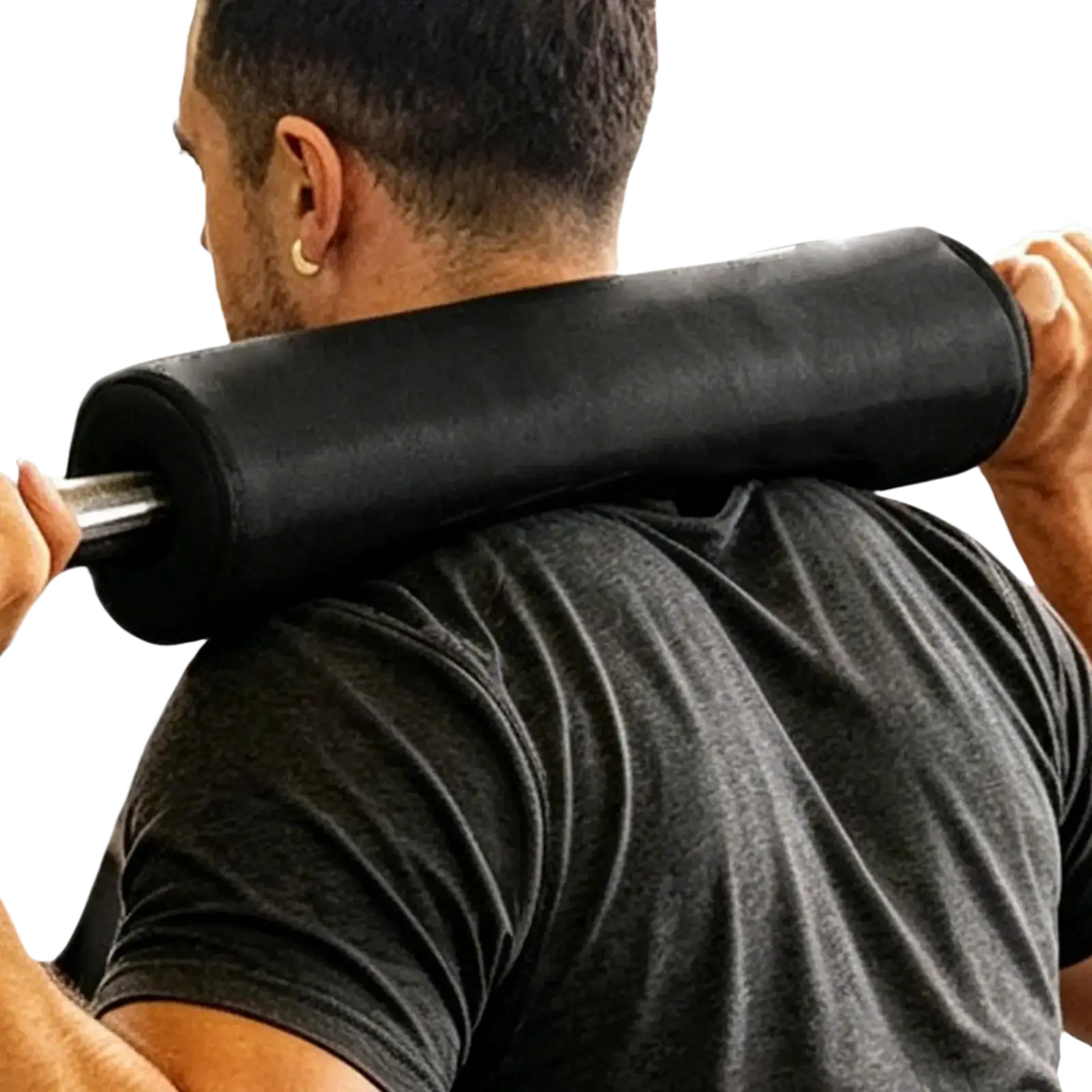 Black padded shoulder pad made of durable material for barbell squat neck and shoulder protection in weightlifting use
