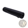 Black rubber barbell squat pad neck and shoulder protector with smooth glossy finish and reinforced edges