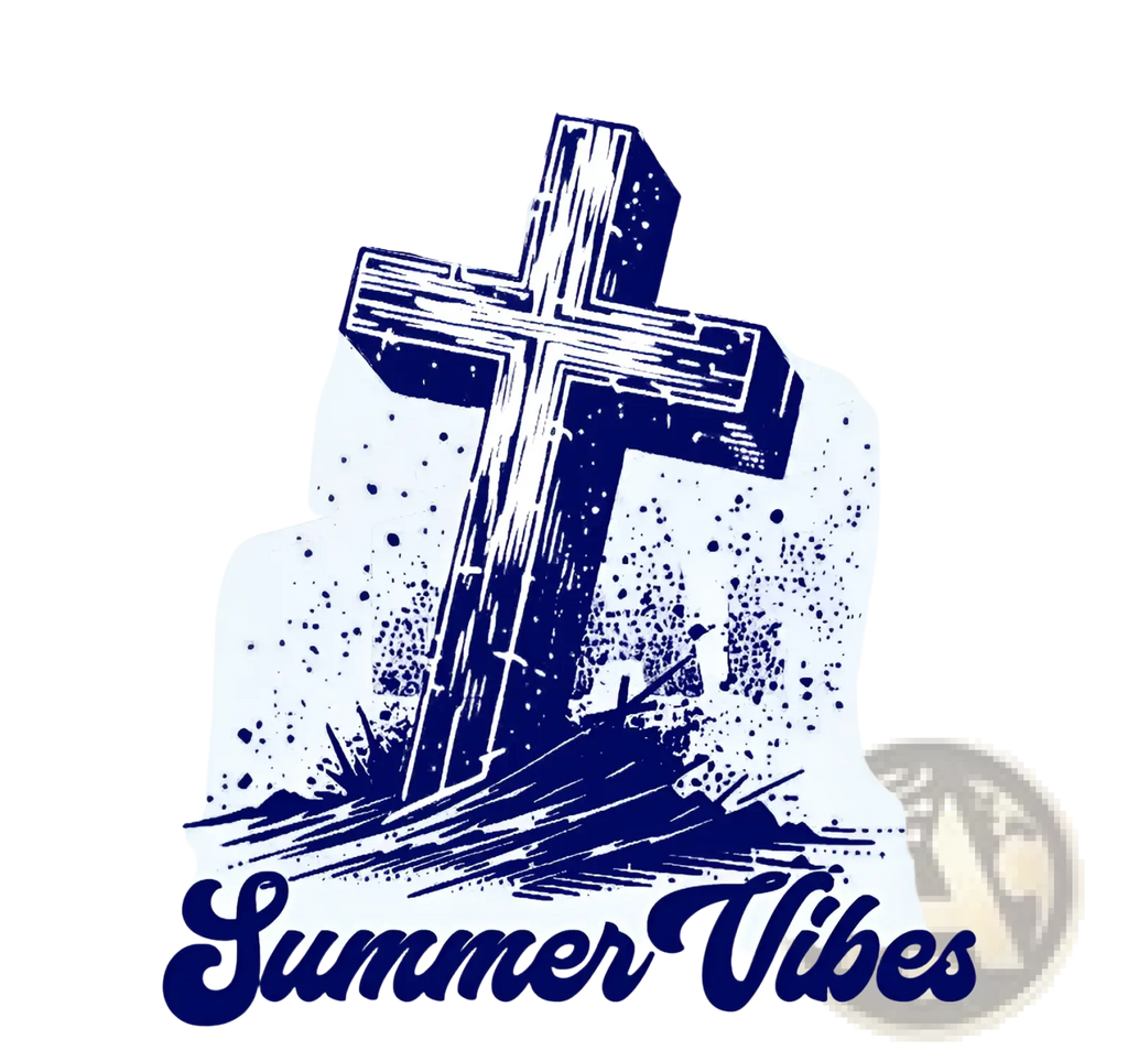 Baseball cap summer vibes pink cross trucker hat featuring a rustic dark blue wooden cross with weathered texture