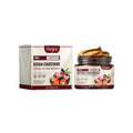 Hoegoa batana hair conditioner keratin softening in a dark glass jar with cream label and brown product next to matching box