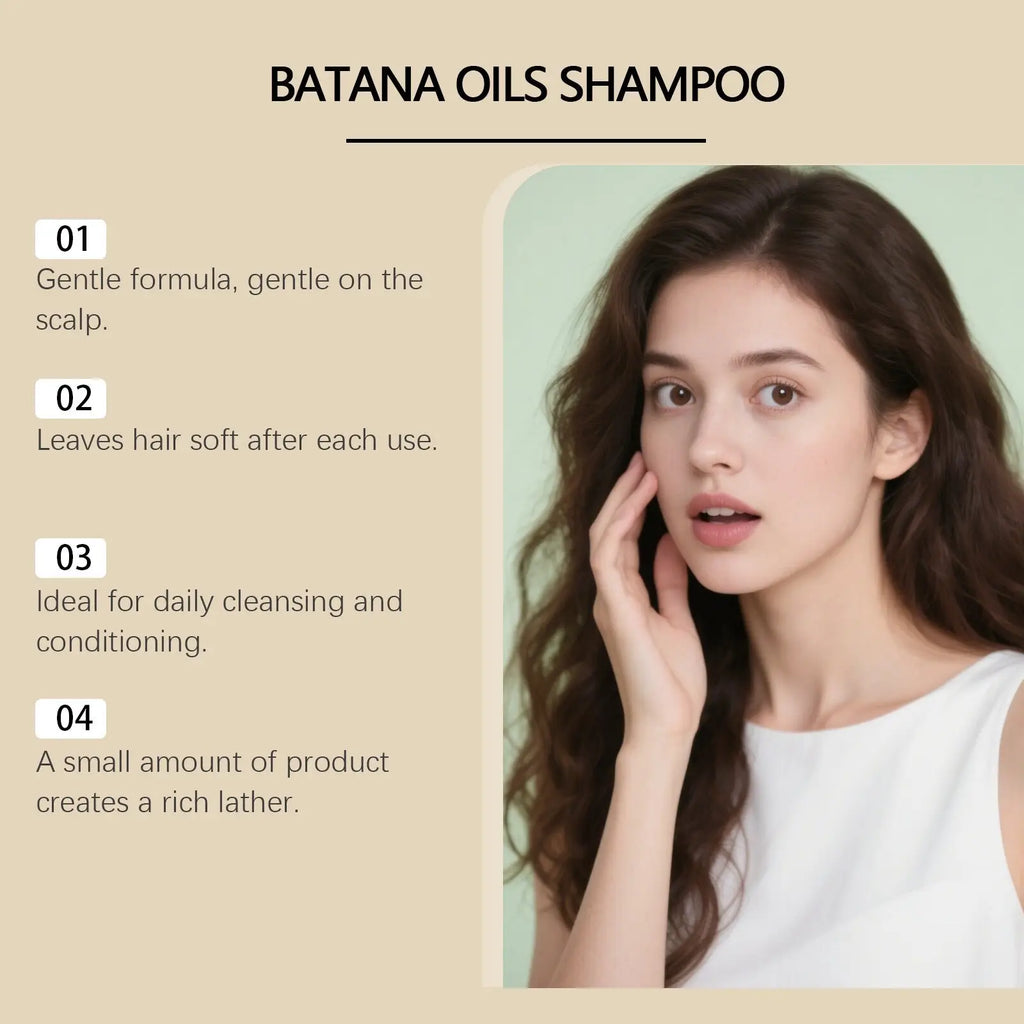 Batana oil shampoo for blonde and wavy hair in a sleek matte bottle with pump dispenser 55ml