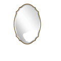 An elegant gold ornate oval bathroom mirror style with a 76cm by 51cm frame for wall decor