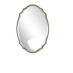 An elegant gold ornate oval bathroom mirror style with a 76cm by 51cm frame for wall decor