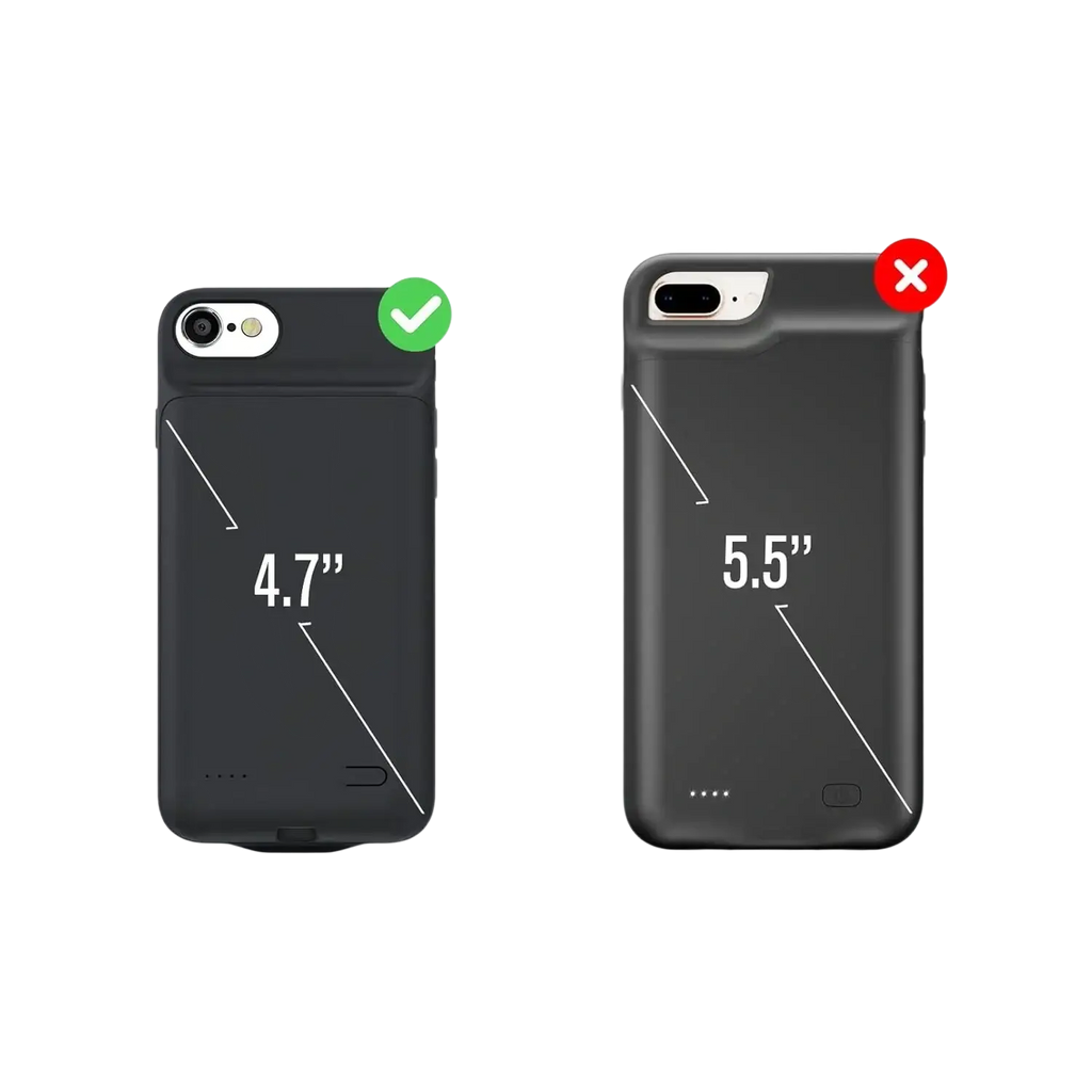 Black battery case for iphone se 2020 8 7 6 with 6000mah battery capacity and charger case functionality back view