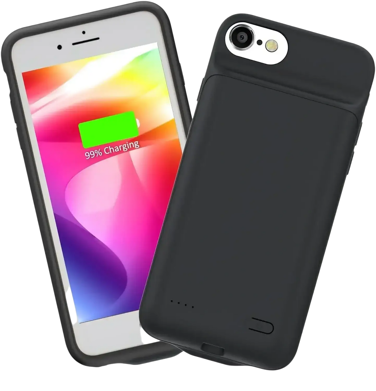 Black battery case for iPhone se 2020 8 7 6 6s 6000mah with matte finish and integrated charging port charger case