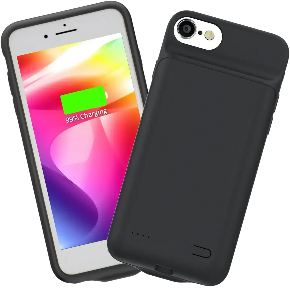 Black battery case for iphone se 2020 8 7 6 6s with 6000mah battery capacity and integrated charger case port