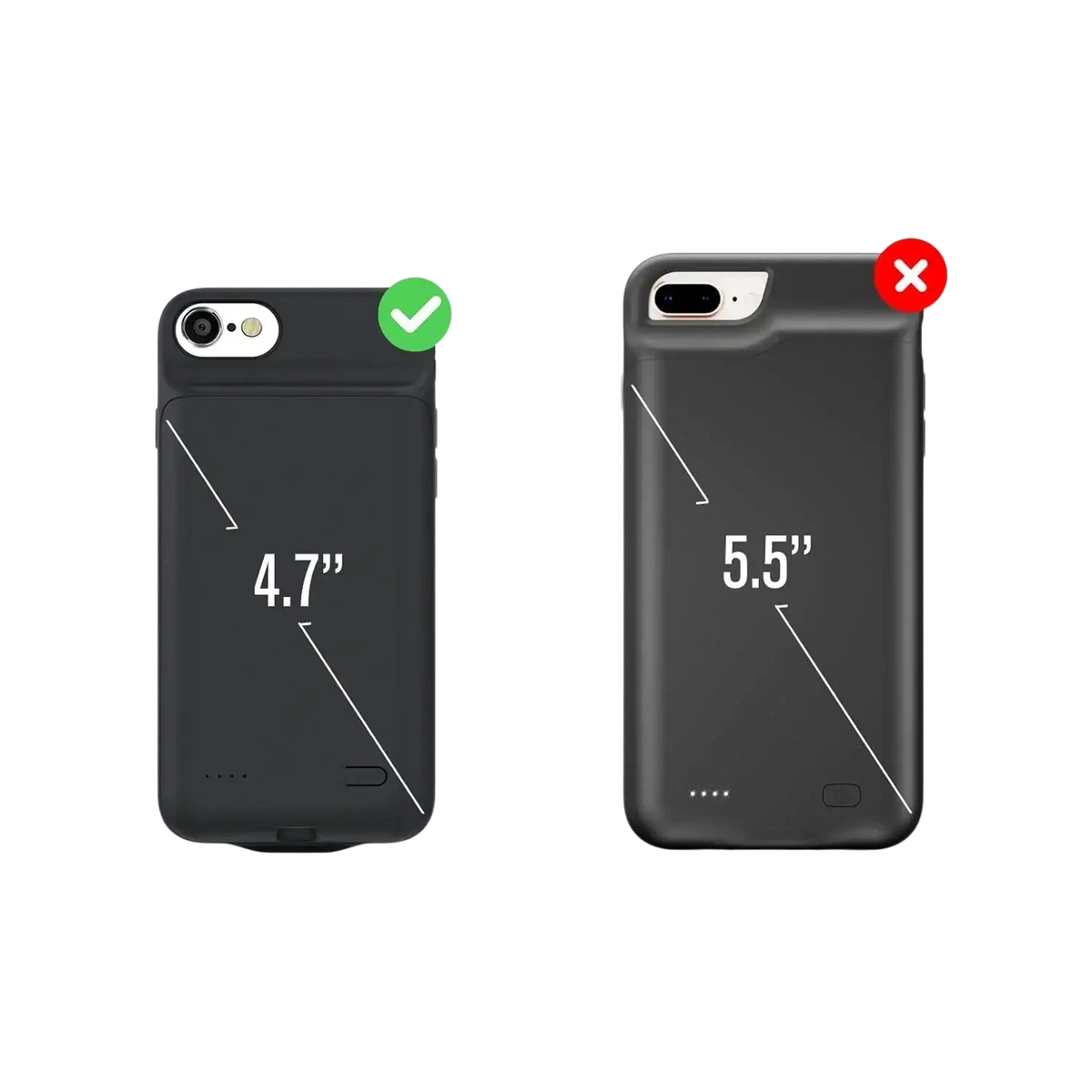 Black battery case for iphone se 2020 8 7 6 6s with high battery capacity charger case design shown from the back
