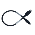 Black coiled battery charger cable with two metallic connectors and white labeling for Fujikura fusion splicer