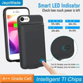 Black jayowade smart led indicator battery charger case for iphone 6 7 8 se with built-in power level display