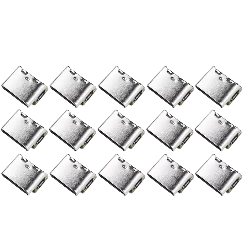 Silver metallic usb type-c connectors on battery charging board for 18650 li-ion with trickle charge support