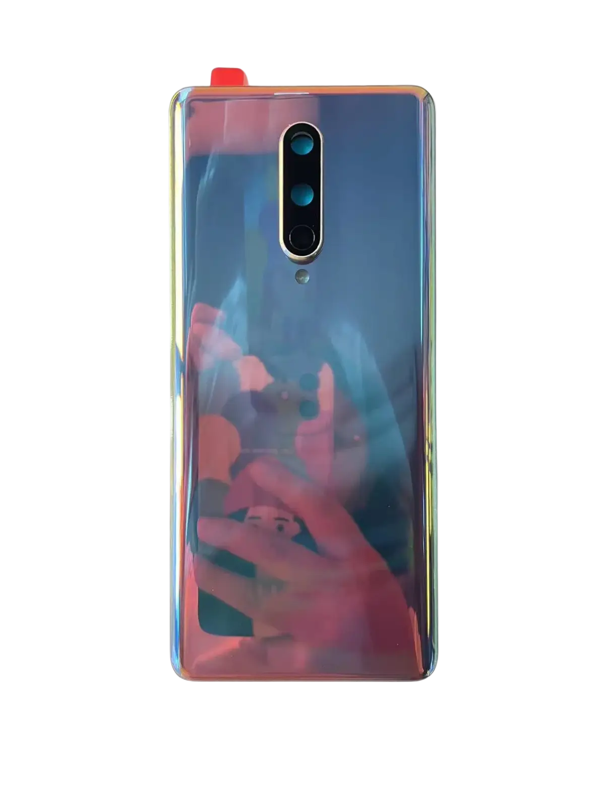 Back side of iridescent gradient battery cover hard gorilla glass for oneplus 8 pro with vertical triple-camera module
