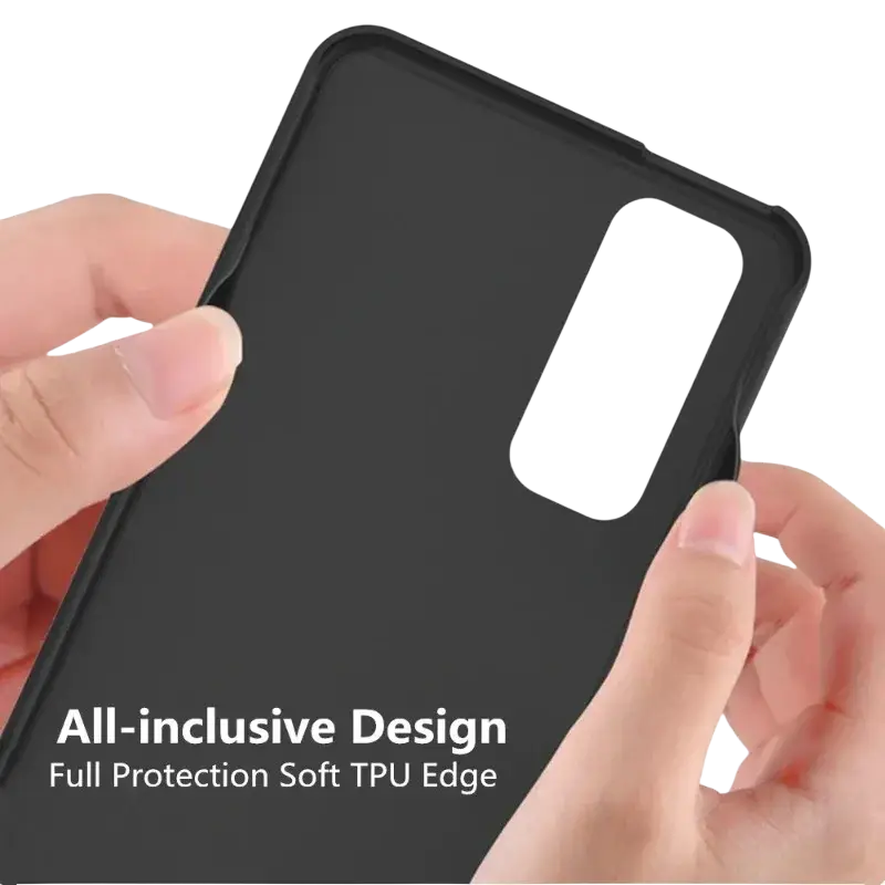 Black soft tpu battery cover power bank case for oppo find x2 pro with smooth matte finish and camera cutout backside view