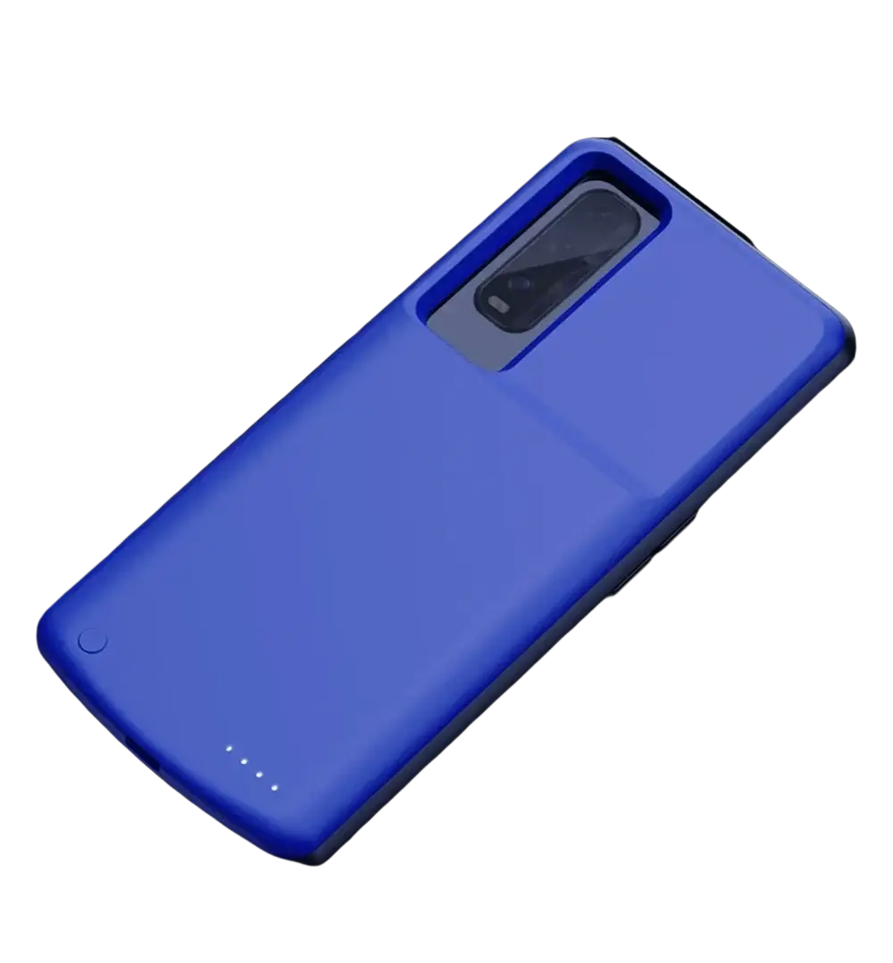 Blue battery cover power bank case for oppo find x2 pro showing the back side with durable protective features