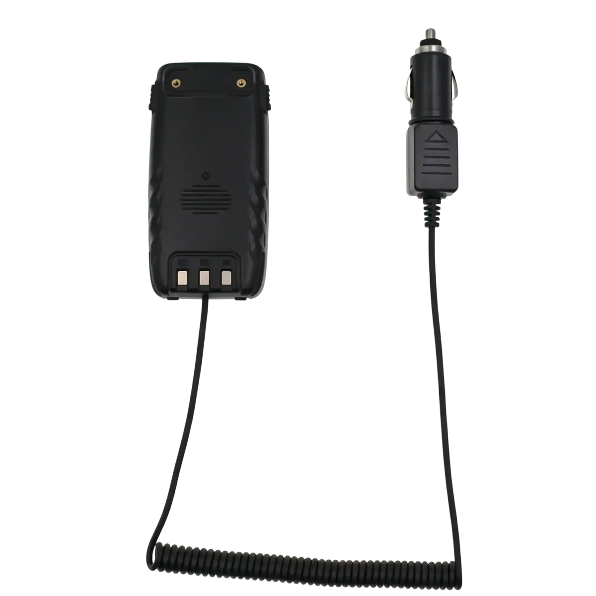 Black battery eliminator 12v car charger adapter with coiled cable and rectangular connector for qyt kt 8r walkie talkie
