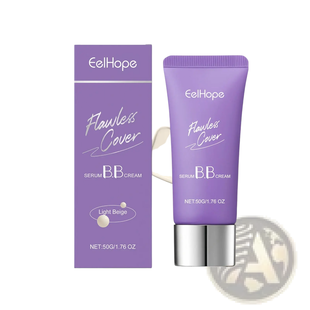 Purple eelhope bb cream flawless cover serum moisturizing 50g in light beige shade with silver cap and matching box