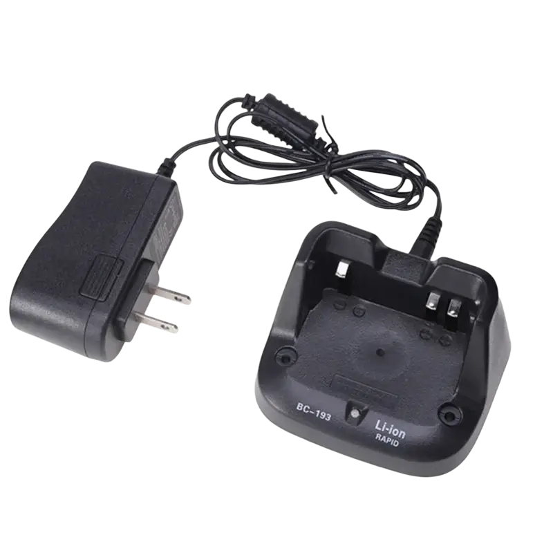 Black plastic bc-193 li-ion battery dock charger and adapter set with charger base for Icom bp-265 batteries