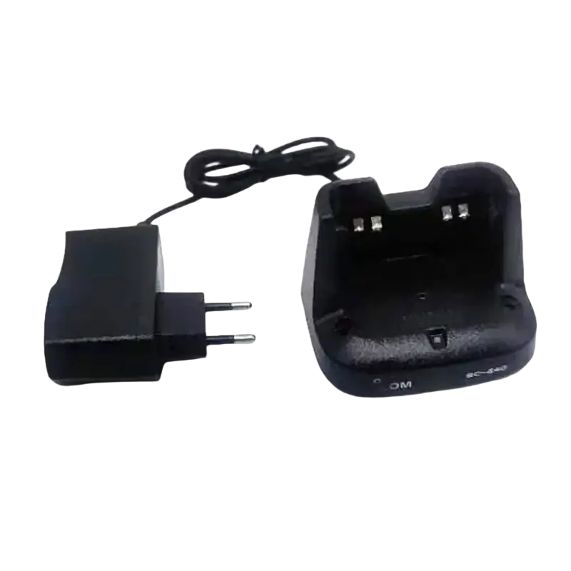 Black plastic bc-460 charging base and adapter for icom walkie talkie with fast shipping time and excise taxes info
