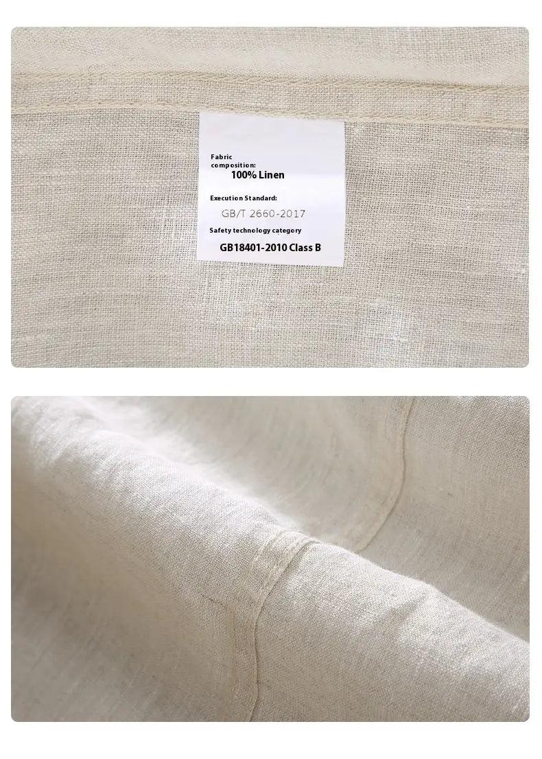 Beige Herren-Langarm-Leinenhemd mit Knopfleiste, mit dezentem gewebtem Strukturmuster und einer natürlichen Faserveredelung für den lässigen Alltag.